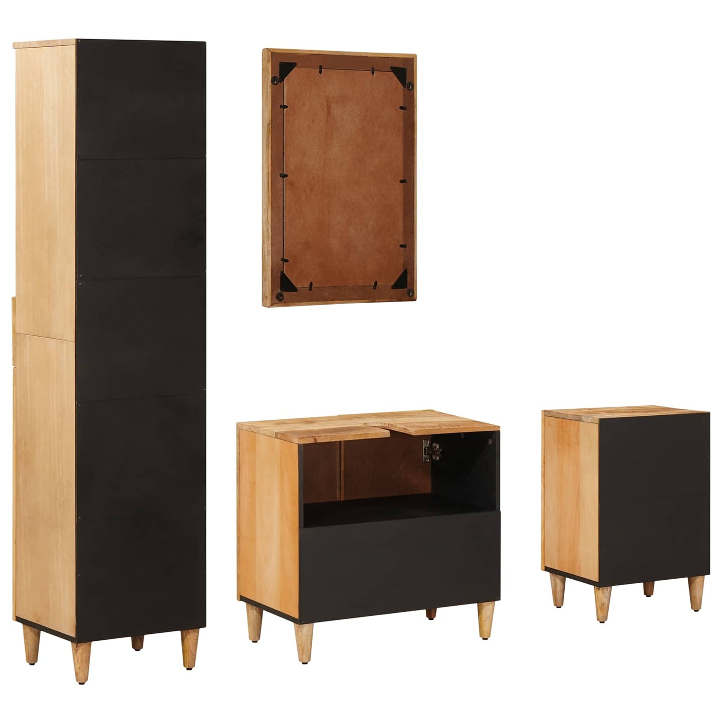 Set di Armadi da Bagno con porta 4 pcs Legno di mango massello | homemem39