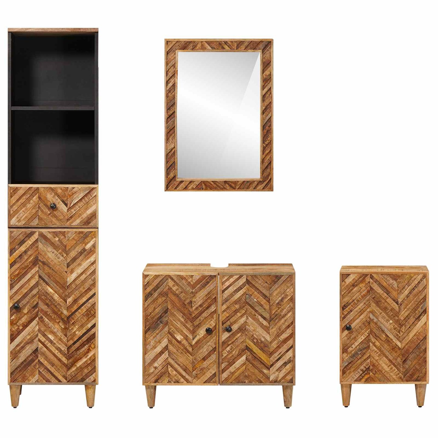 Set di Armadi da Bagno con porta 4 pcs Legno di mango massello | homemem39