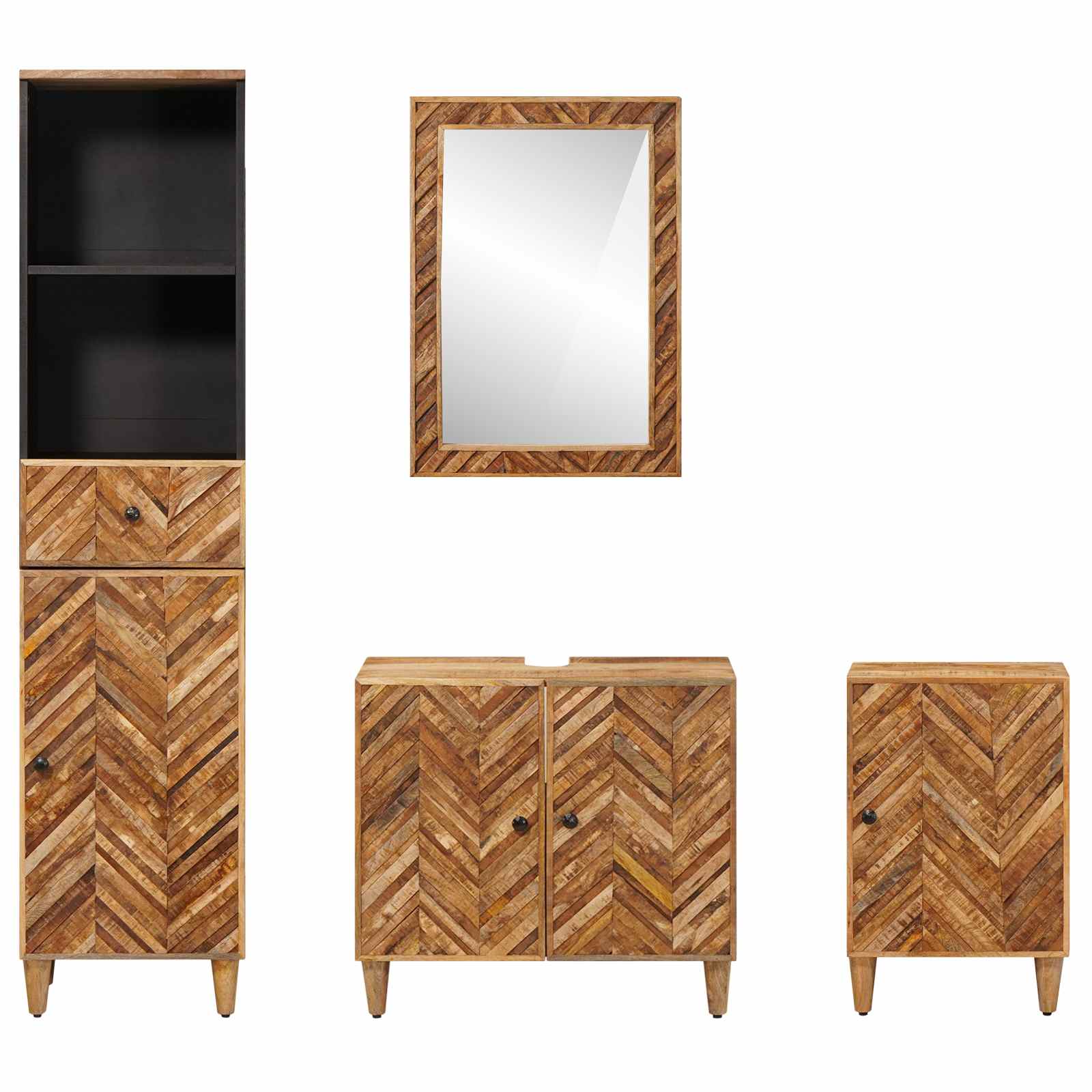 Set di Armadi da Bagno con porta 4 pcs Legno di mango massello | homemem39