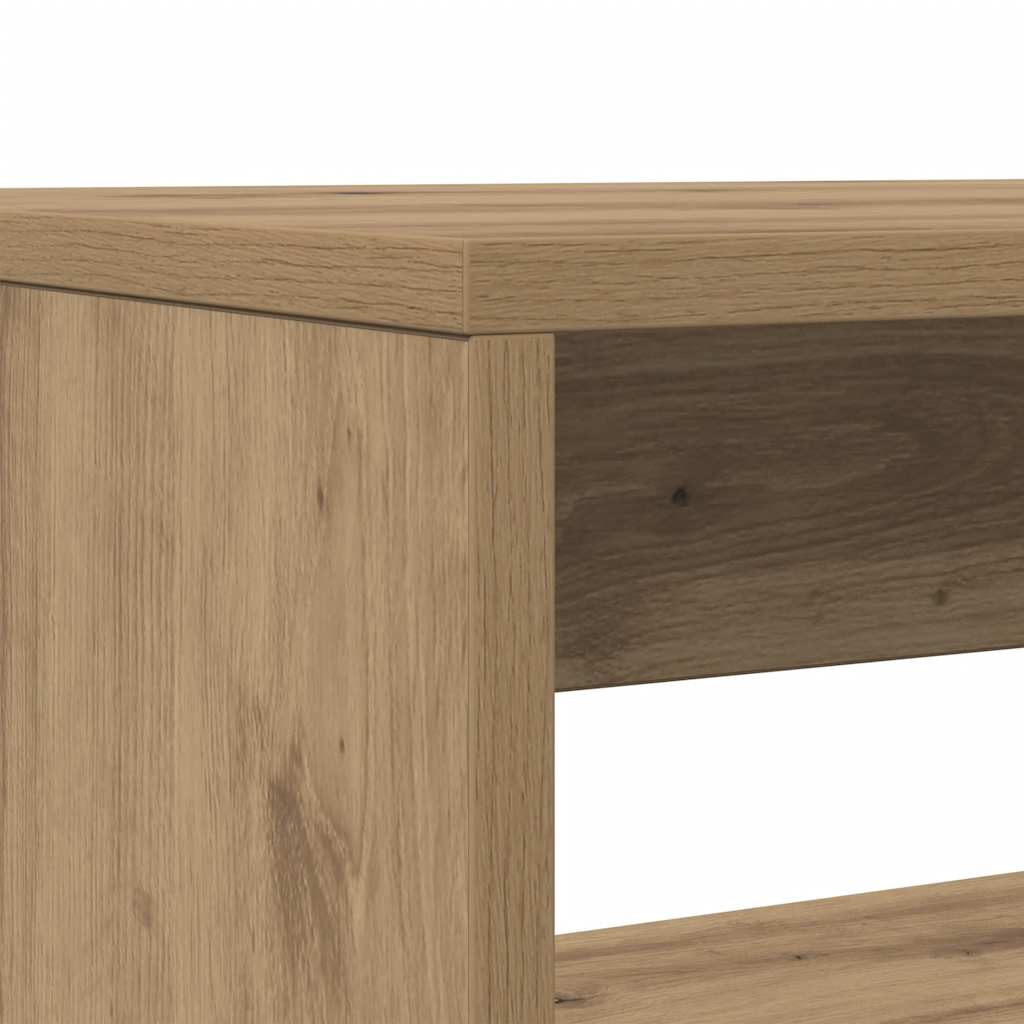 Set Tavolo da Pranzo e Panche 3pz Rovere Artigianale Truciolato