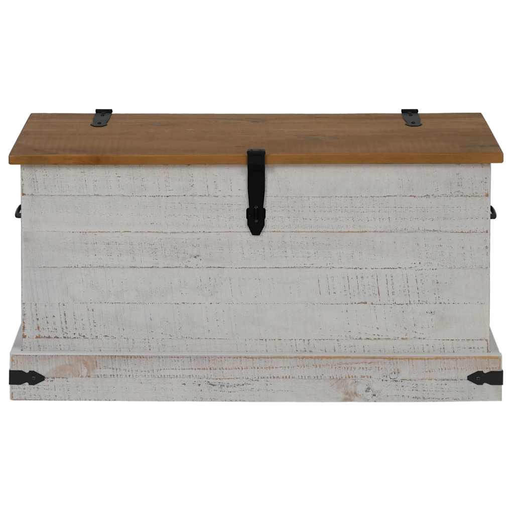Cassapanca HALDEN Bianco 91x48x47 cm in Legno Massello di Pino - homemem39