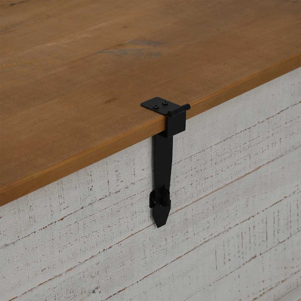 Cassapanca HALDEN Bianco 91x48x47 cm in Legno Massello di Pino - homemem39