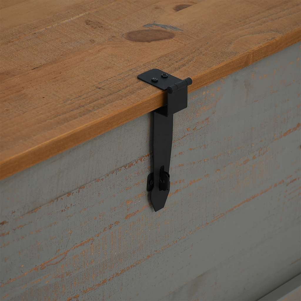 Cassapanca HALDEN Grigio 91x48x47 cm in Legno Massello di Pino - homemem39