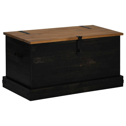 Cassapanca HALDEN Nero 91x48x47 cm in Legno Massello di Pino - homemem39