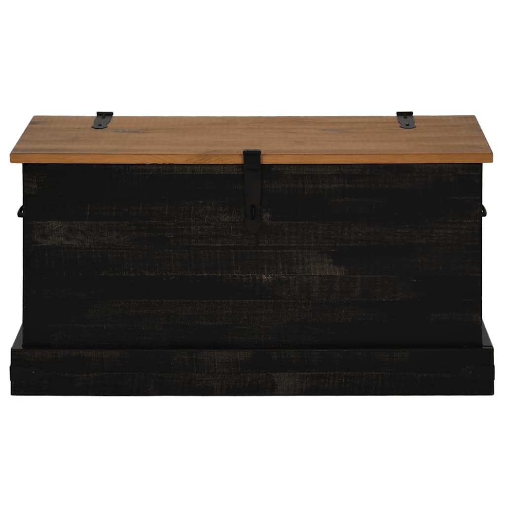 Cassapanca HALDEN Nero 91x48x47 cm in Legno Massello di Pino - homemem39