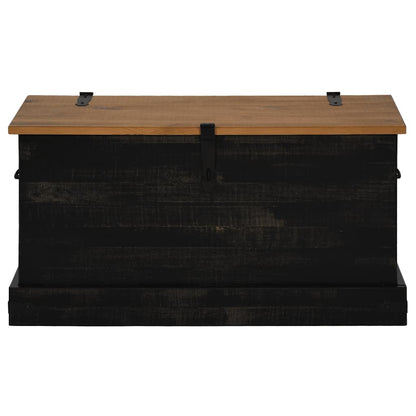 Cassapanca HALDEN Nero 91x48x47 cm in Legno Massello di Pino - homemem39