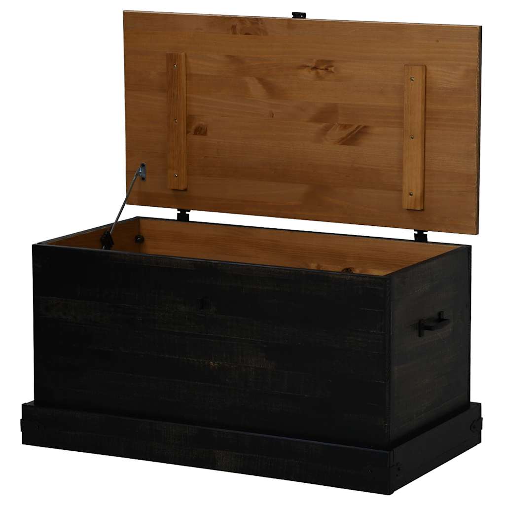 Cassapanca HALDEN Nero 91x48x47 cm in Legno Massello di Pino - homemem39