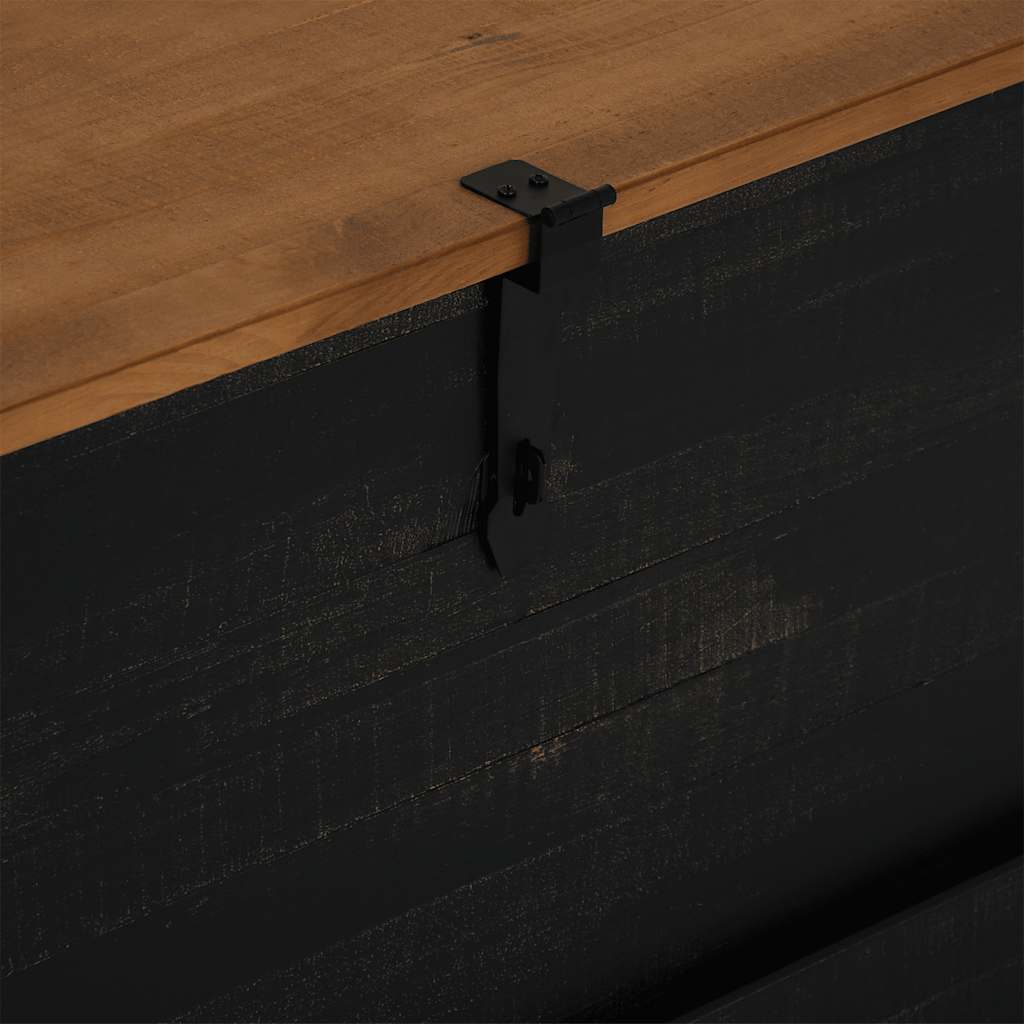 Cassapanca HALDEN Nero 91x48x47 cm in Legno Massello di Pino - homemem39