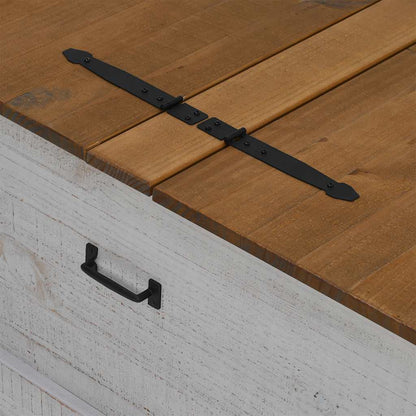 Cassapanca HALDEN Bianco 91x91x47 cm in Legno Massello di Pino