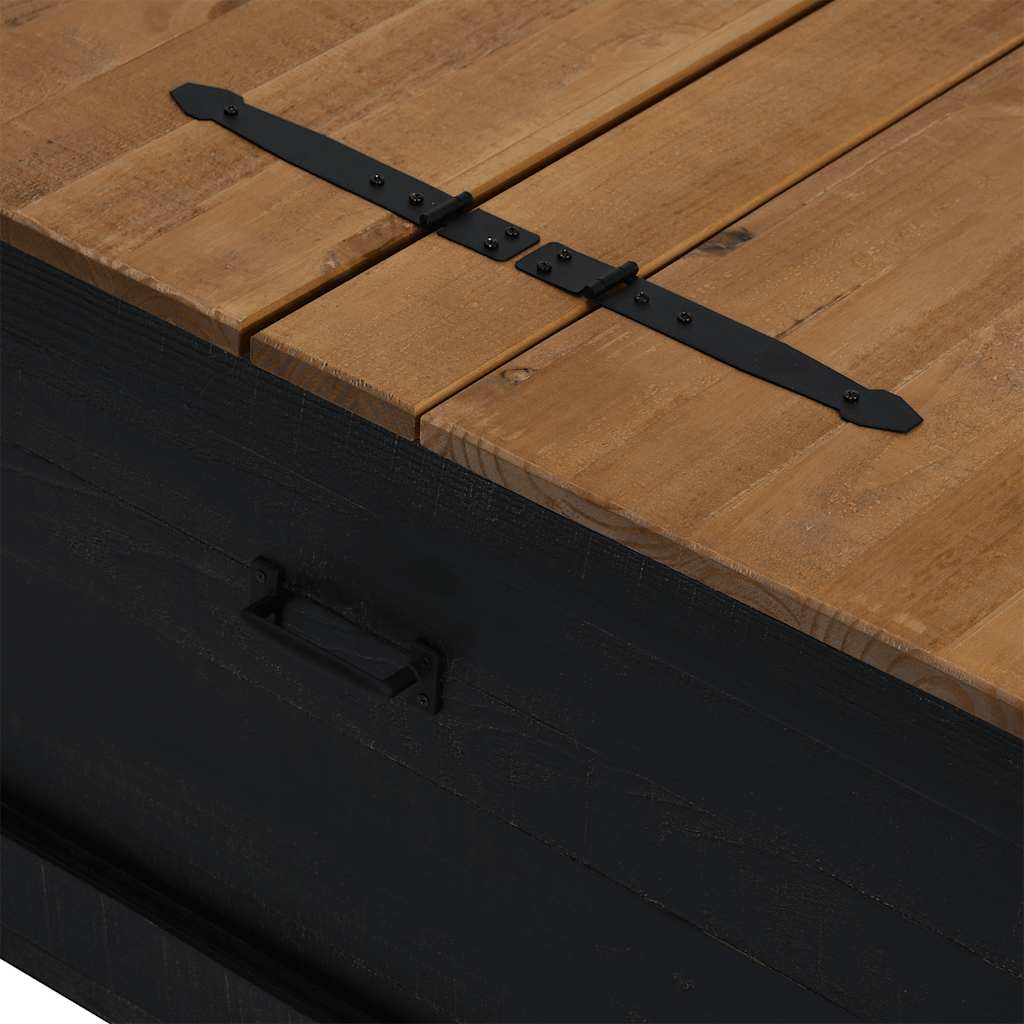 Cassapanca HALDEN Nero 91x91x47 cm in Legno Massello di Pino