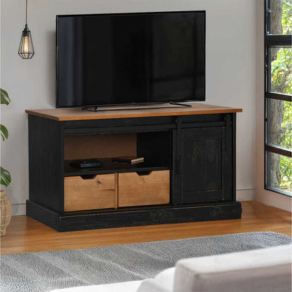 Mobile Porta TV HALDEN con Anta Scorrevole Nero 110x40x60 cm - homemem39