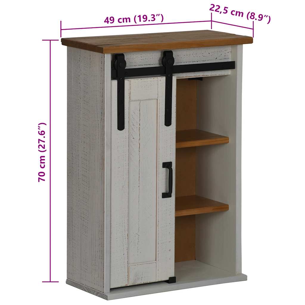 Pensile HALDEN con Anta Scorrevole Bianco 49x22,5x70 cm in Pino | homemem39