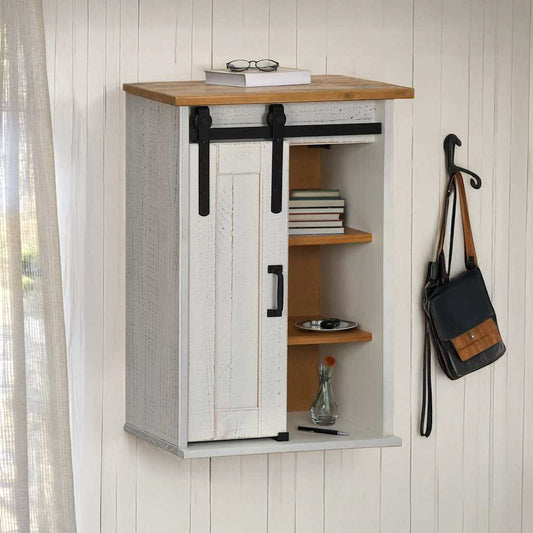Pensile HALDEN con Anta Scorrevole Bianco 49x22,5x70 cm in Pino | homemem39