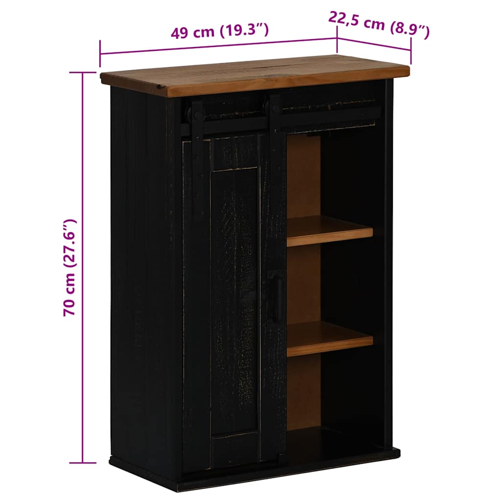 Pensile HALDEN con Anta Scorrevole Nero 49x22,5x70 cm in Pino | homemem39