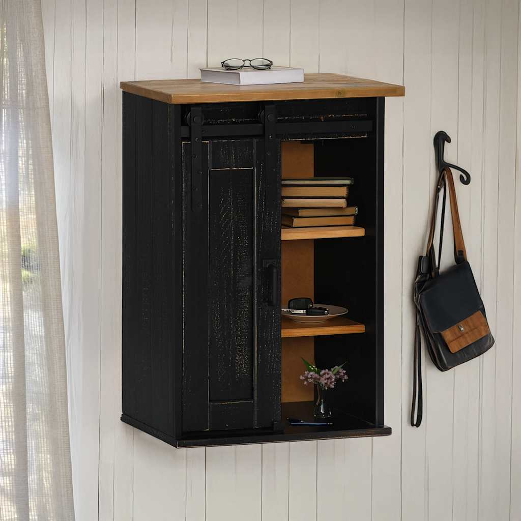 Pensile HALDEN con Anta Scorrevole Nero 49x22,5x70 cm in Pino | homemem39