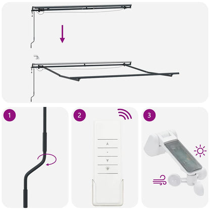 Tenda da Sole Retrattile Automatica con LED Bordò 300x250 cm | homemem39