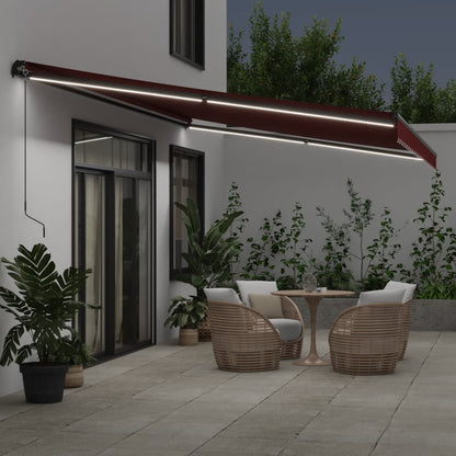 Manual Retractable Awning with Bordeaux LED 600x300 cm