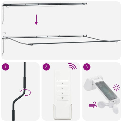 Tenda da Sole Retrattile Automatica con LED Bordò 600x300 cm | homemem39