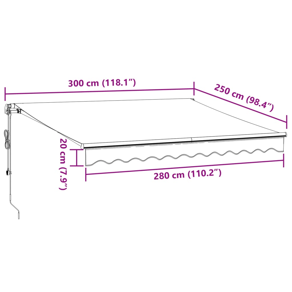 Tenda da Sole Retrattile Automatica Marrone 300x250 cm