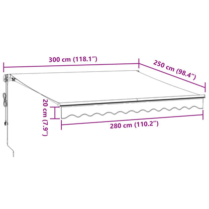 Tenda da Sole Retrattile Automatica Marrone 300x250 cm