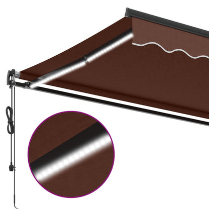 Automatic Retractable Awning with Brown LED 350x250 cm