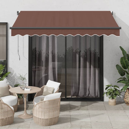 Tenda da Sole Retrattile Automatica con LED Marrone 350x250 cm