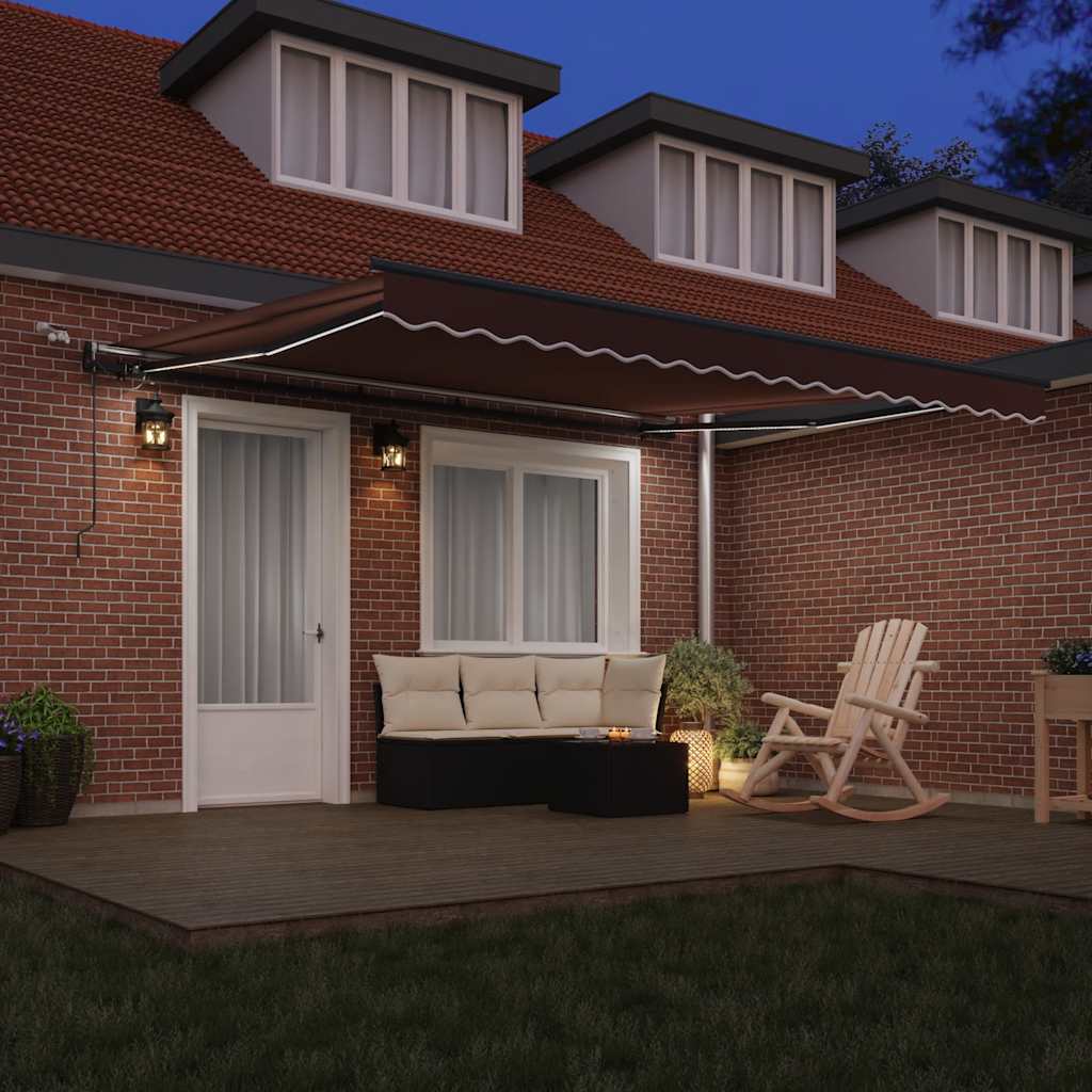 Tenda da Sole Retrattile Automatica con LED Marrone 400x300 cm