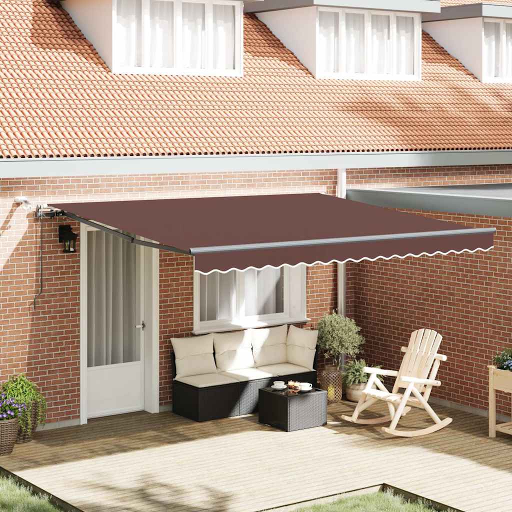 Tenda da Sole Retrattile Automatica con LED Marrone 400x300 cm