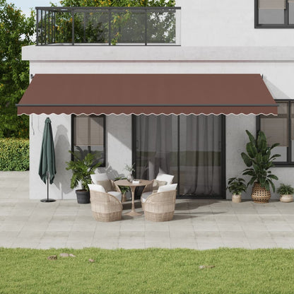 Tenda da Sole Retrattile Manuale con LED Marrone 600x300 cm