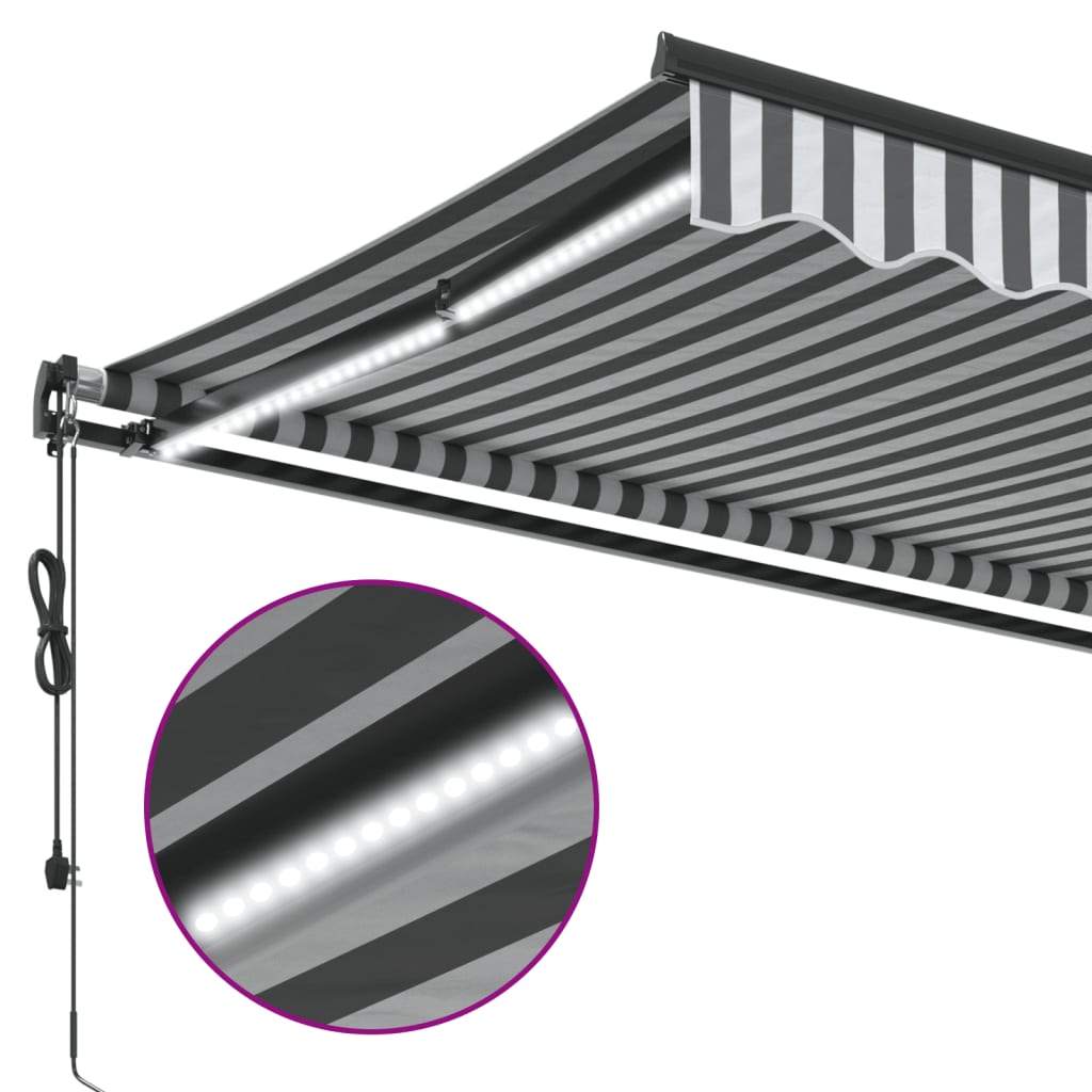 Tenda Retrattile Automatica LED Antracite e Bianco 350x250 cm - homemem39