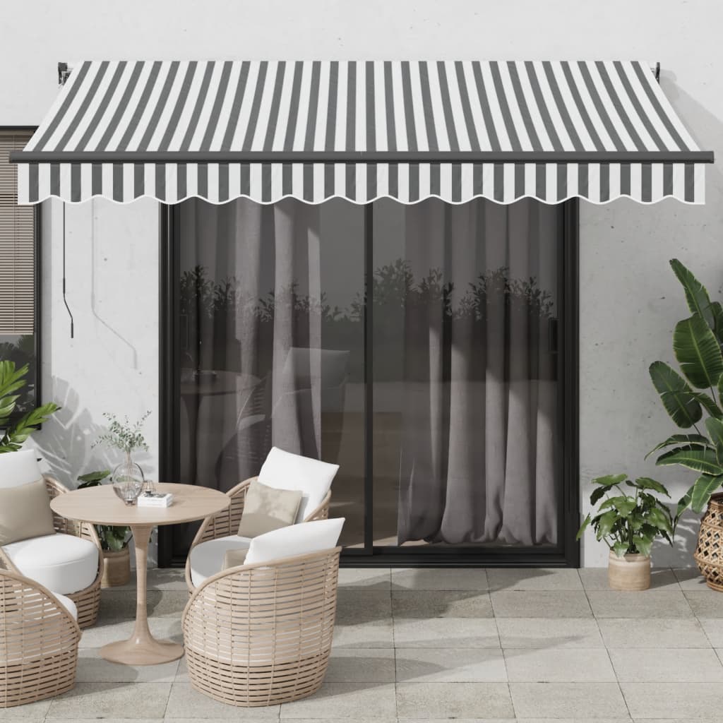 Tenda Retrattile Automatica LED Antracite e Bianco 350x250 cm - homemem39