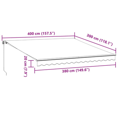 Tenda da Sole Retrattile Manuale Antracite e Bianco 400x300 cm