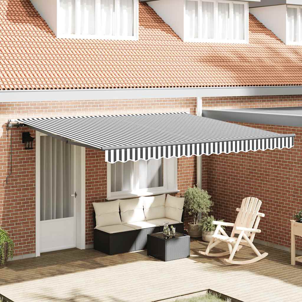 Tenda Sole Retrattile Automatica Antracite e Bianco 400x300 cm