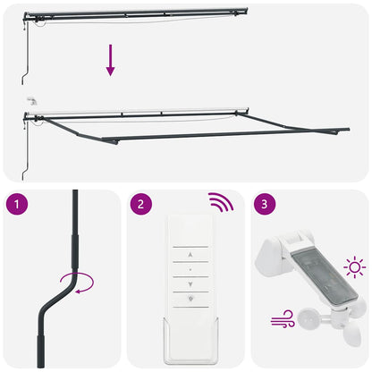 Tenda Retrattile Automatica LED Antracite e Bianco 400x300 cm - homemem39