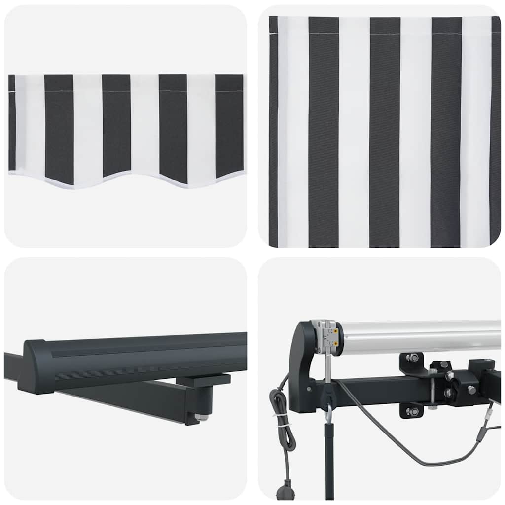 Tenda Retrattile Automatica LED Antracite e Bianco 450x300 cm