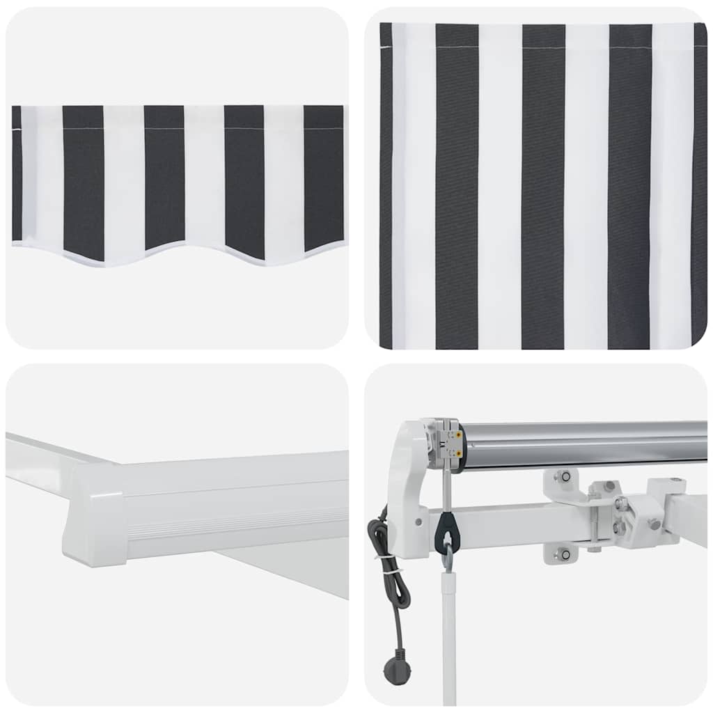 Tenda Sole Retrattile Automatica Antracite e Bianco 500x300 cm | homemem39