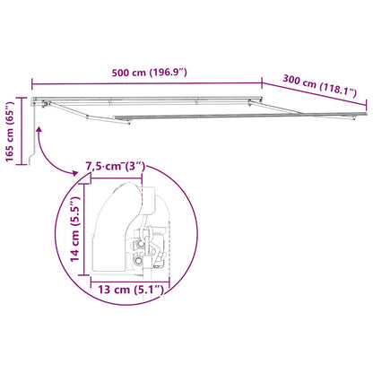 Tenda da Sole Retrattile Manuale Antracite e Bianco 500x300 cm | homemem39