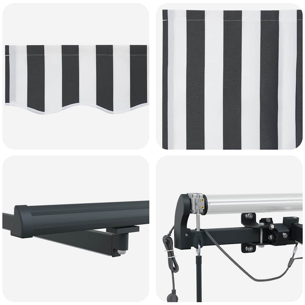 Tenda Retrattile Automatica LED Antracite e Bianco 500x300 cm