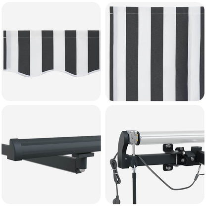 Tenda Retrattile Automatica LED Antracite e Bianco 500x300 cm