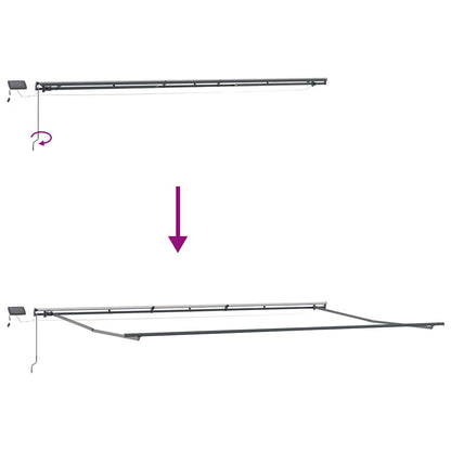 Tenda Retrattile Manuale con LED Antracite e Bianco 600x300 cm | homemem39