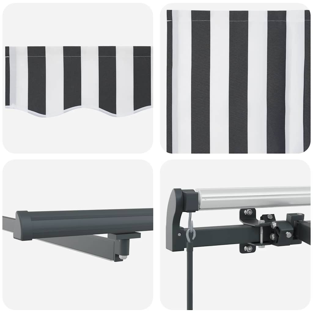 Tenda Retrattile Manuale con LED Antracite e Bianco 600x300 cm | homemem39