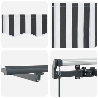 Tenda Retrattile Manuale con LED Antracite e Bianco 600x300 cm | homemem39