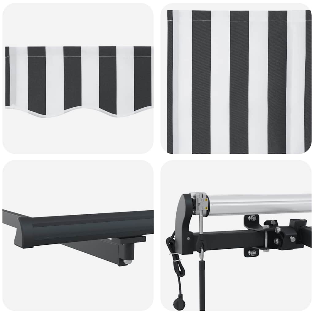 Tenda Retrattile Automatica Antracite e Bianco 600x300 cm | homemem39