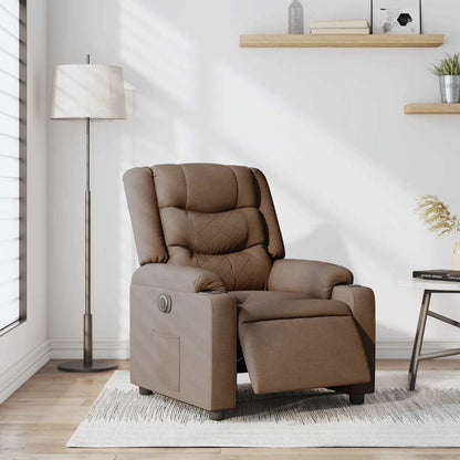 Poltrona Elettrica Reclinabile Marrone in Tessuto - homemem39