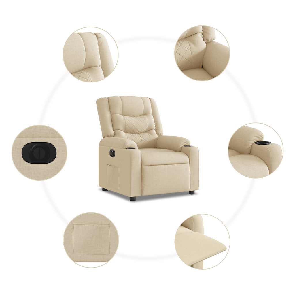 Poltrona Elettrica Reclinabile Crema in Tessuto | homemem39