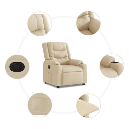 Poltrona Elettrica Reclinabile Crema in Tessuto | homemem39