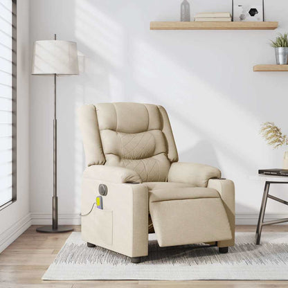 Poltrona Reclinabile Massaggiante Elettrica Crema in Tessuto - homemem39