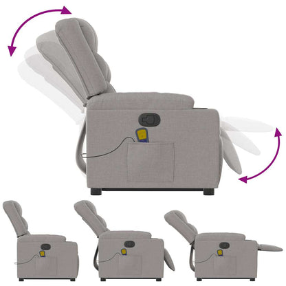 Poltrona Alzapersona Massaggi Reclinabile Grigio Nuvola Tessuto - homemem39