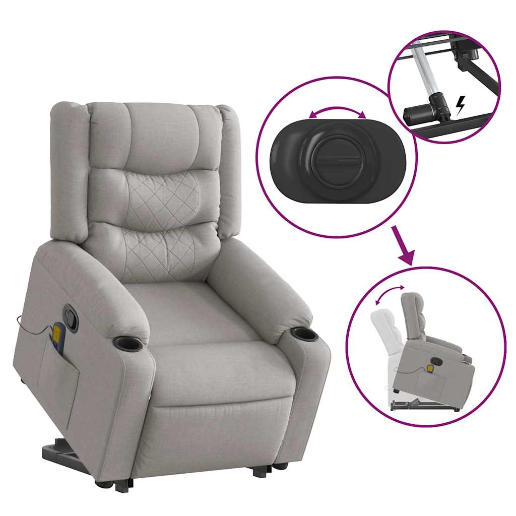 Poltrona Alzapersona Massaggi Reclinabile Grigio Nuvola Tessuto | homemem39
