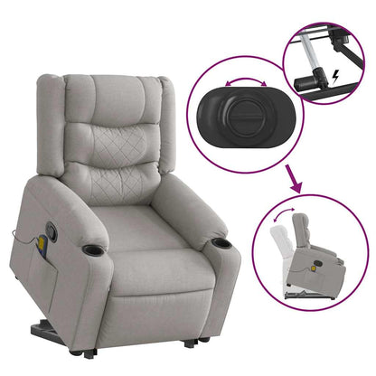 Poltrona Alzapersona Massaggi Reclinabile Grigio Nuvola Tessuto | homemem39